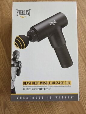 Everlast Black Massage Gun with Yellow-Trim Ball Attachment